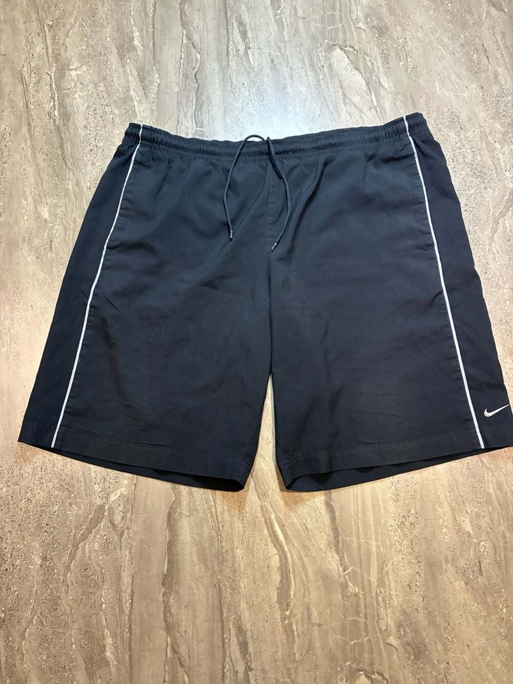 Vintage 1990s Nike Sportswear Black Athletic Shorts with White Piping Size XL